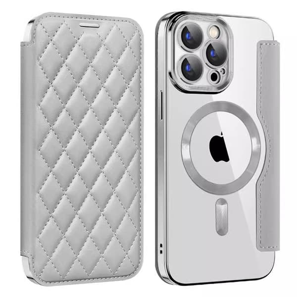 Etui til iPhone 16 Plus Magnetisk Kortplads Klar Grå