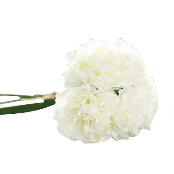 5 stk. Kunstig Blomst Levende Multifunktionel Dekorativ Silkeklud Pæonblomst til Fødselsdag White