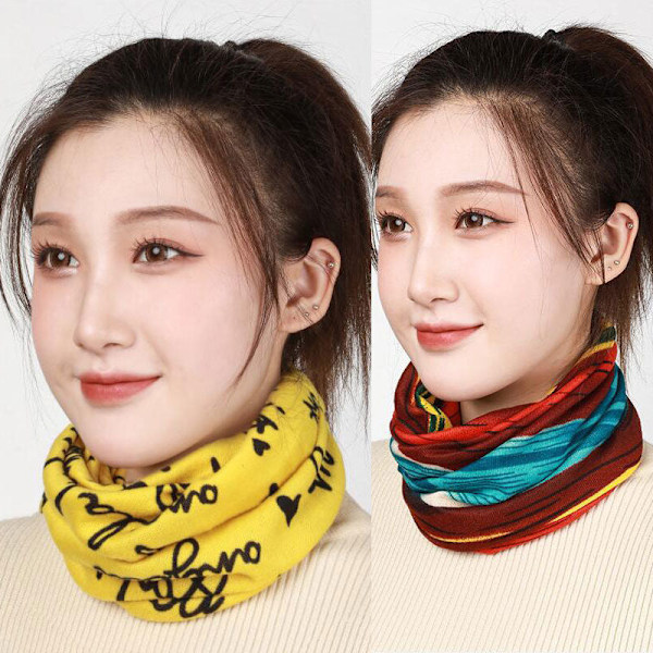 Dam Fejk Krage Avtagbar Halv Varm Halsduk Mask Pullover S Block dark red happy [2]]