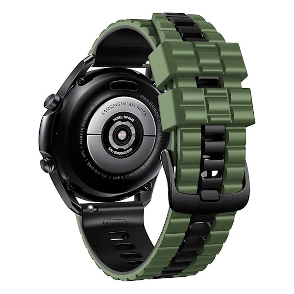 Armégrön Svart Armégrön Svart 22mm Silikon Tvåfärgat Klockarmband