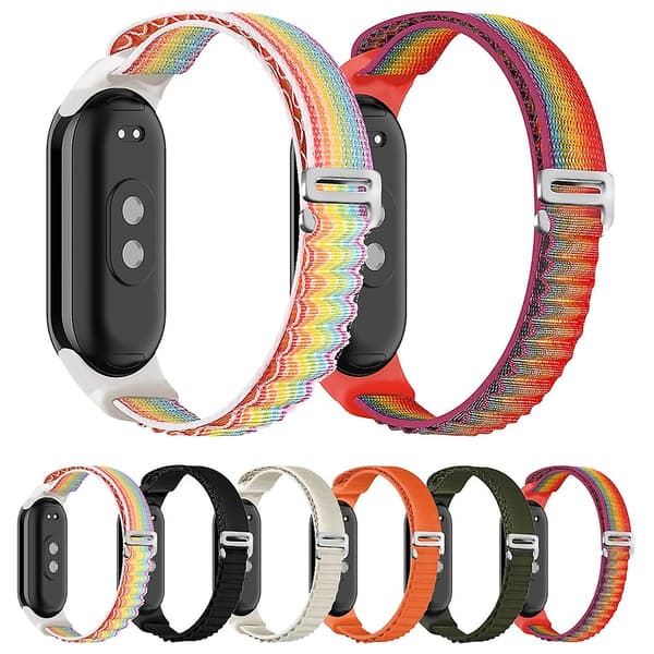 Sort Sort Loop Nylon Urrem kompatibel med Xiaomi Mi Band 8