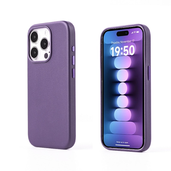 Fodral för iPhone 14 magnetisk + animation Mörk Lila Magnetiskt mode läder klassisk