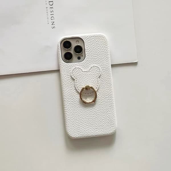 Etui til iPhone 13 Stand Lædertekstur Ventileret Hvid