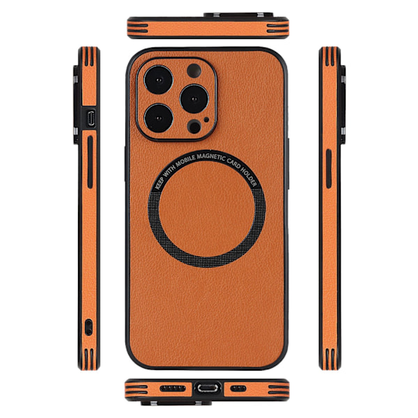 Etui til iPhone 15plus Sjokoladebrunt skinn Magnetisk trådløs lader Kreativ