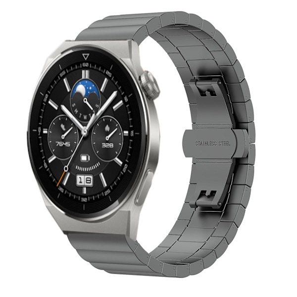 Grå Grå 22mm Metall Stål Klockarmband kompatibelt med Huawei Watch Gt 3 Pro 46mm