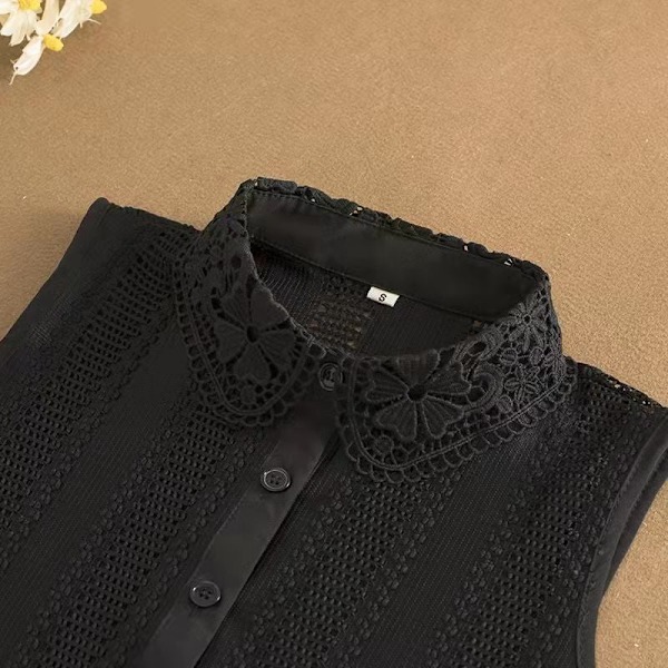Dam fejk krage Skjorta Höst och Vinter Docka Spetsutskärning White KT8854 round neck S