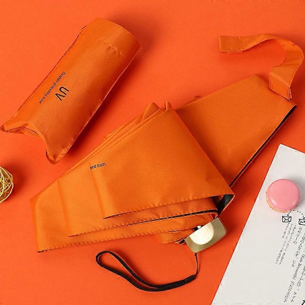 Bærbar Mini Solskærm Anti UV 6 Foldbar Parasol Solskærms paraply til Vandtætte Rejseparaplyer Orange