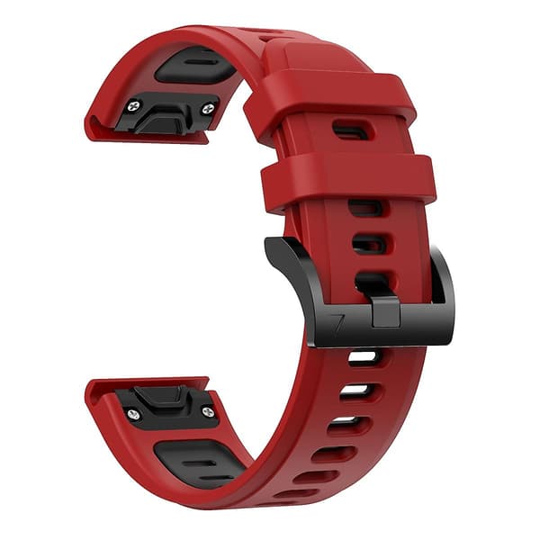 Rød Sort Rød Sort Silikone Urrem kompatibel med Garmin Fenix 7