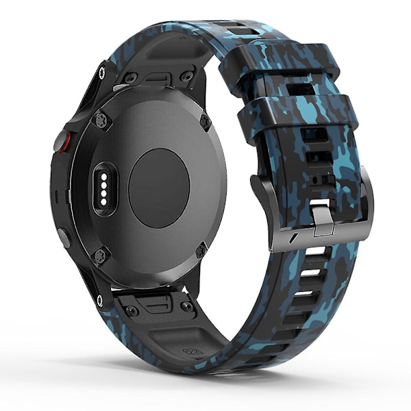 Blå Blå Camouflage Silikone Urrem kompatibel med Garmin Fenix 7x