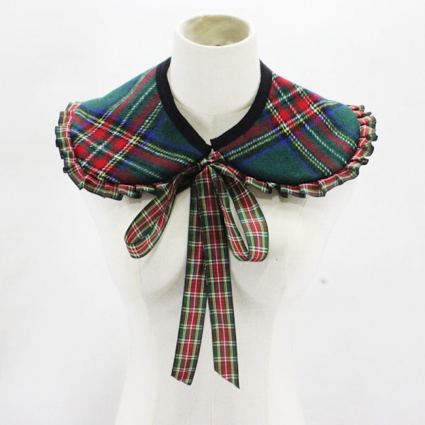 Dam Falsk Krage Avtagbar Halv Avtagbar Ullsjal De Red Plaid