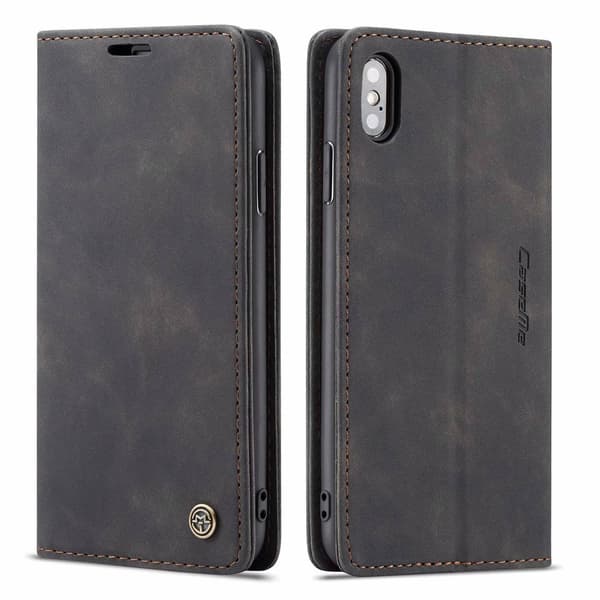 Etui til iPhone 16 PLUS sort Retro Mat Wallet med Kortholder Flip