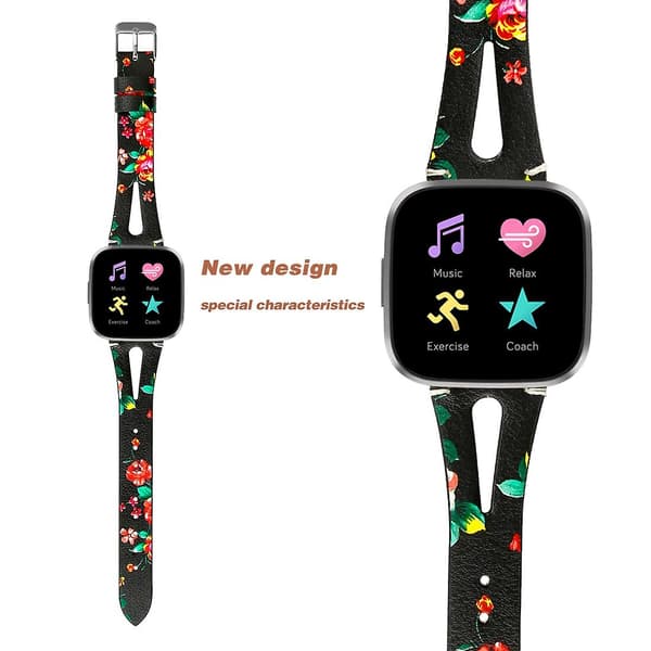 Black Safflower Black Safflower-kompatibel med Fitbit Versa 2 Reim kompatibel med Fitbit Versa 2