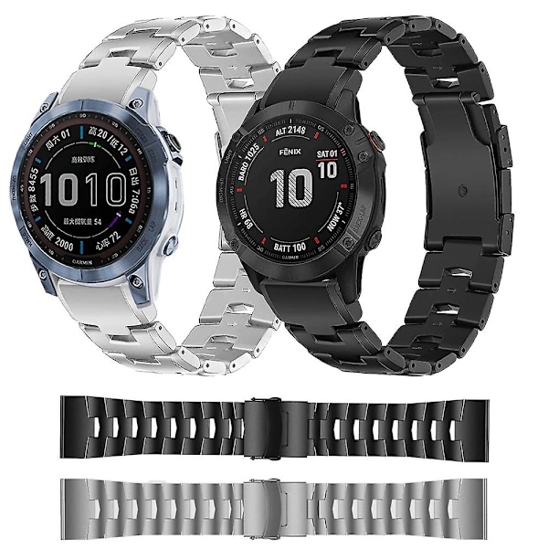 Titanium Grå Titanium Grå Titanium Legering Urrem kompatibel med Garmin Fenix 7