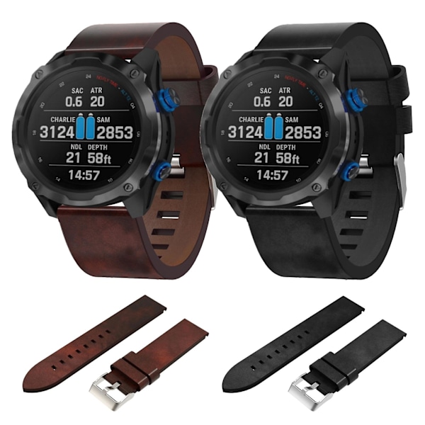 Læderurrem kompatibel med Garmin Descent Mk 2i