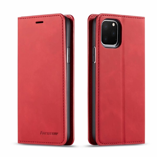 Punainen iPhone 14 Pro Max -lompakkokotelo korttipidikkeellä, retro-käännettävä