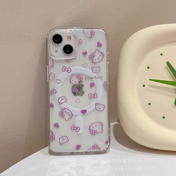 Fodral för iPhone 14ProMax Magnetiskt telefonfodral Katt Magnetisk Korthållare Läder