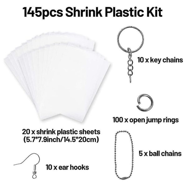 Nytt Shrinky Art Paper Heat Shrink Sheet Plast Kit Gör själv Art Supply