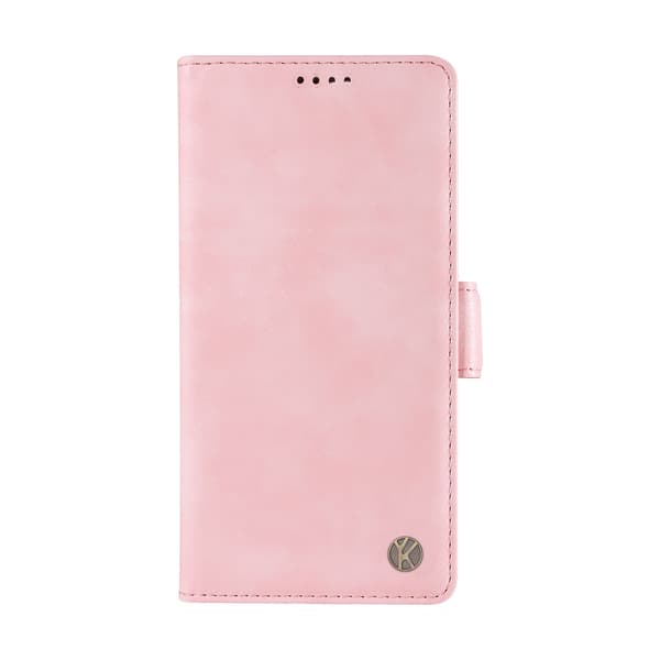 Etui til iPhone 15 Plus pink Pebbled Side Buckle Frosted Wallet med kortholder