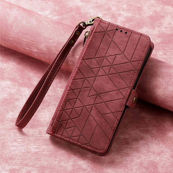 Kotelo iPhone 14 Pro Max Punainen [rannekorulla] Geometrinen läppä