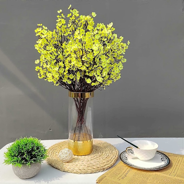 10 Bunt Kunstig Brudeslør Blomster Falsk Gypsophila Bukett Faux Silke Blomster (Blå) Yellow