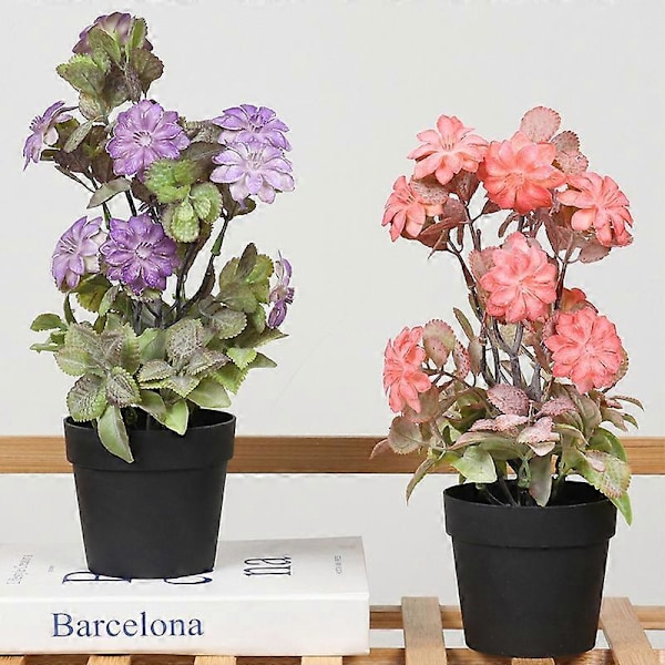 1st Klar Textur Konstgjord Krukväxt Fantastiska Bordsdekorationer i Plast Simuleringsblomma Heminredning Pink