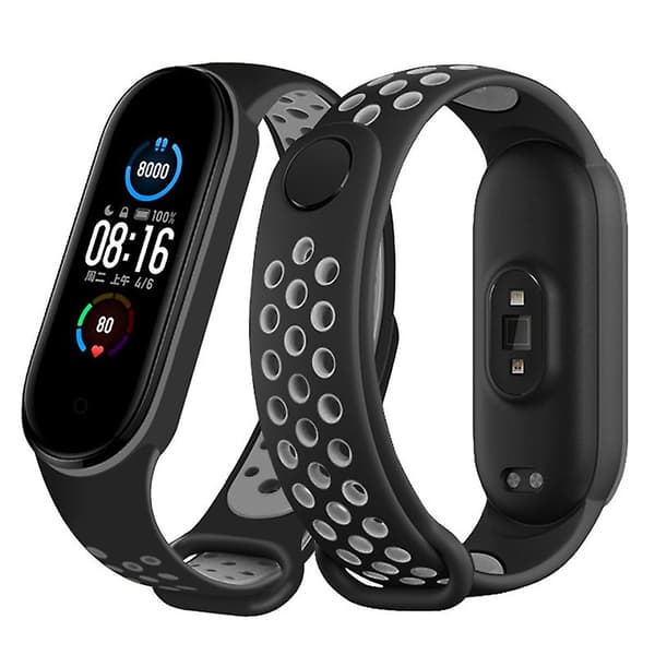 Sort Grå Sort Grå kompatibel med Xiaomi Mi Band 6 (ca8856) Silikone Urrem