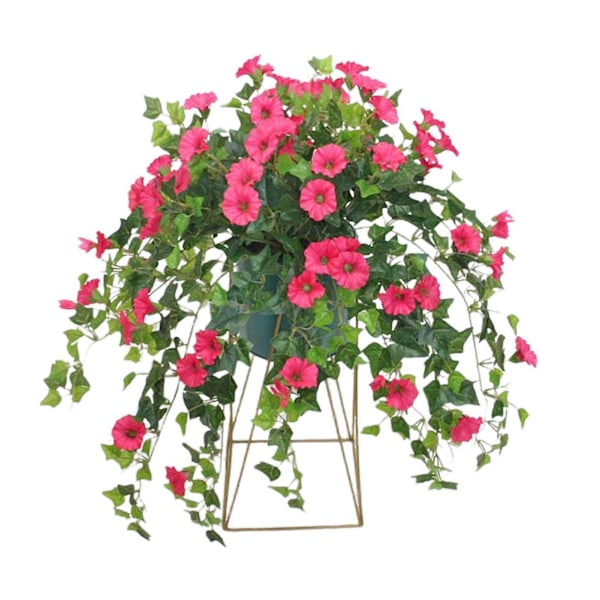 Kunstig blomst av blomstrende prakt, realistisk dekorasjon til hjemmekontor, bordpynt, bryllup, hengende falsk petunia, falsk blomsterarrangement Red