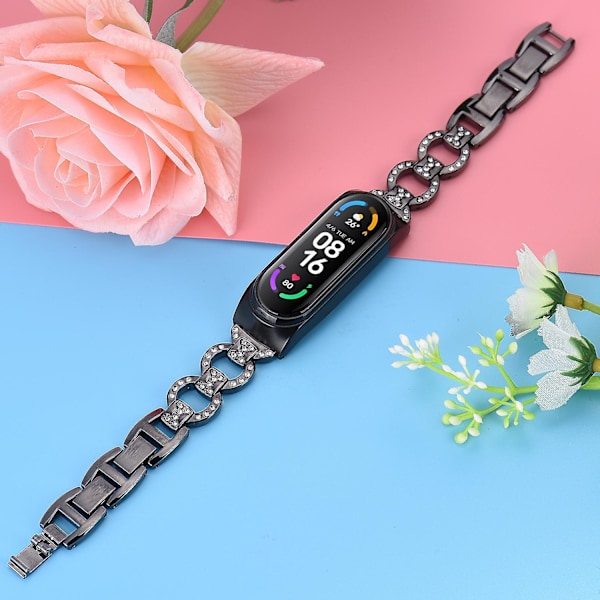 Sort Sort 8-formet Diamant Legering Urrem kompatibel med Xiaomi Mi Band 6 / 5