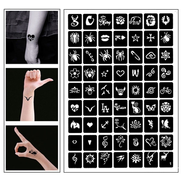 Återanvändbar tatuering klistermärke Tillfällig tatuering stencil glitter färg tatuering för ansikte C