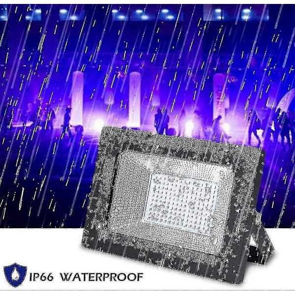 [2 Stk.] LED Sortlys Spotlight, Lunsy UV Floodlight 30W Sortlyslampe Festlys, IP66 Vandtæt Fluorescerende Blacklight Med 150 LEDs UV Lys F