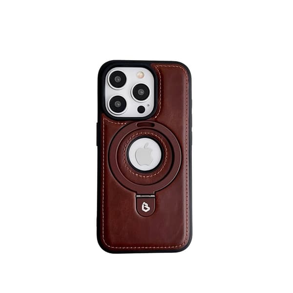 Etui til iPhone 14 Plus Brun Egnet for Magnetisk lærtekstur stativ