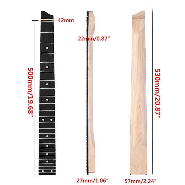 24 Bånds Gitarhals Hodeless 6-strengs for Reisegitar Elektrisk Gitar