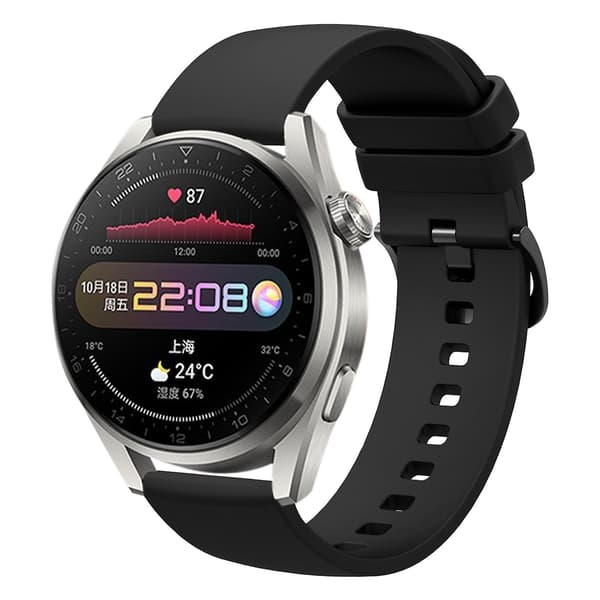 Sort Sort Silikone Urrem kompatibel med Huawei Watch 3 Pro