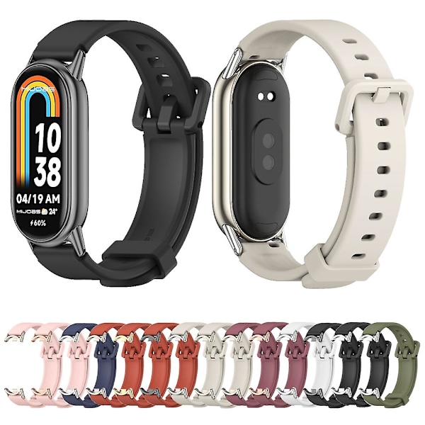Sort Sort Mijobs Silikone Åndbar Urrem kompatibel med Xiaomi Mi Band 8