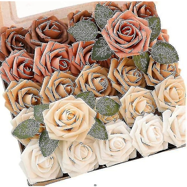 Konstgjorda Blommor, 25 st Gradient Falska Blommor Rosor Coffee