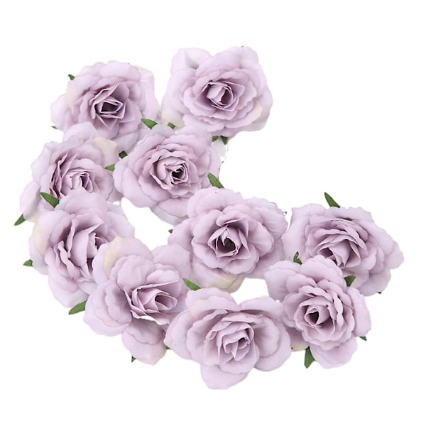 10 stk./sæt Simulationsblomsterhoved Levende Langtidsholdbar Multifunktionel Kunstige Roseblomsterhoveder til Bryllup Purple
