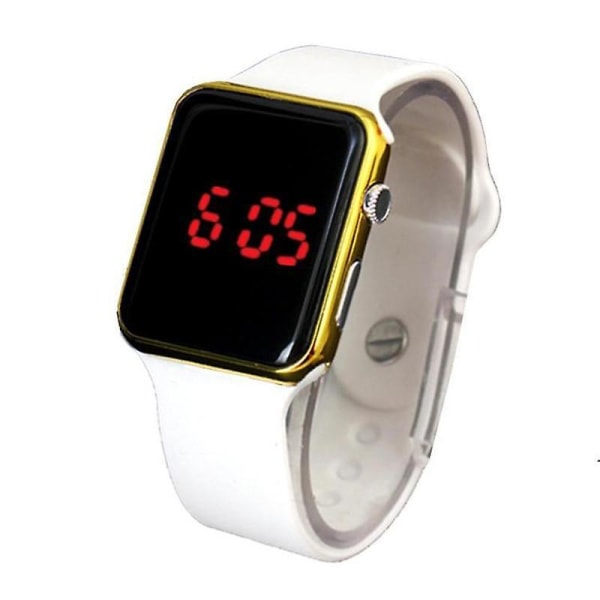 Silikon elektronisk led digital watch white gold