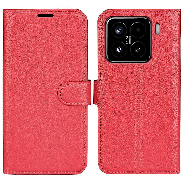 För Xiaomi 15 Fodral Litchi Textur Stötsäkert Läder Plånboks Telefonfodral Red