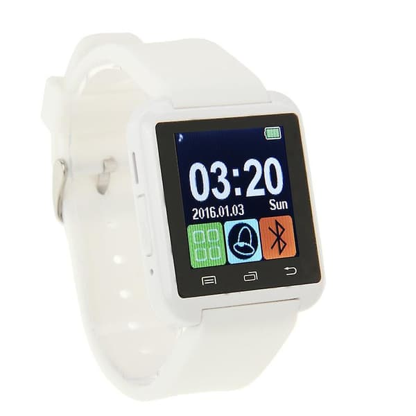 Valkoinen U80 1,5 tuuman LCD-näyttö Bluetooth-terveysälykello