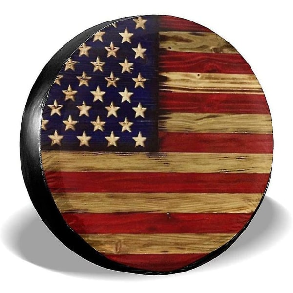Nytt cover American Flag Reclaimed Wood Drickbart Polyester Universal Reservhjul