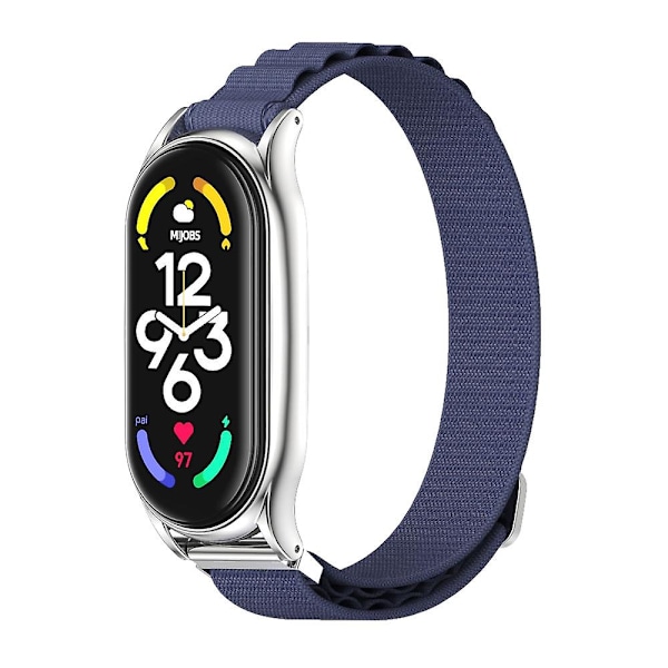 Midnattsblå Silver Midnattsblå Silver Nylon Klockarmband kompatibelt med Xiaomi Mi Band 6 / 5 / 4 / 3