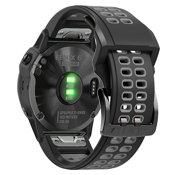 Sort Grå Sort Grå Silikone Urrem kompatibel med Garmin Fenix 6