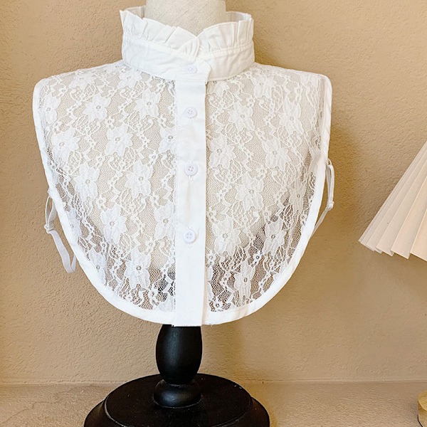 Dame falsk krage Avtakbar halv Inner Wear Base Vinter Shi Flower lace stand collar White