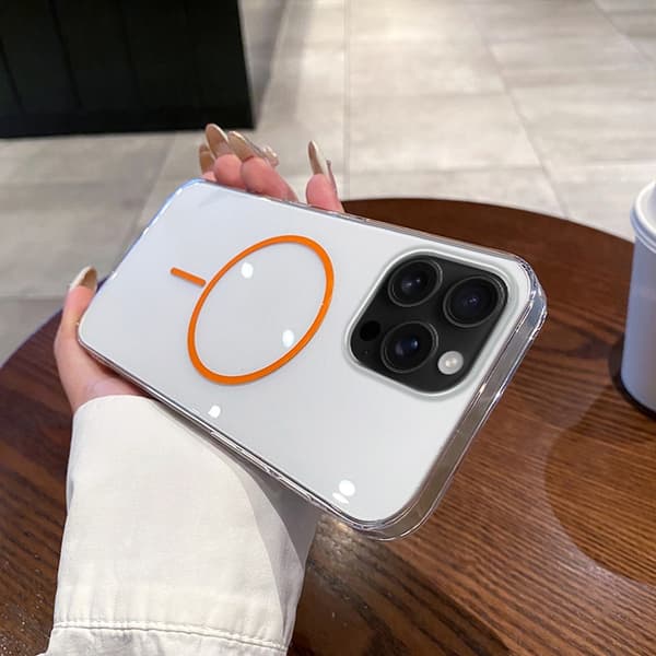 Etui til iPhone 14 Pro Magnetisk Slank Profil Klar Orange