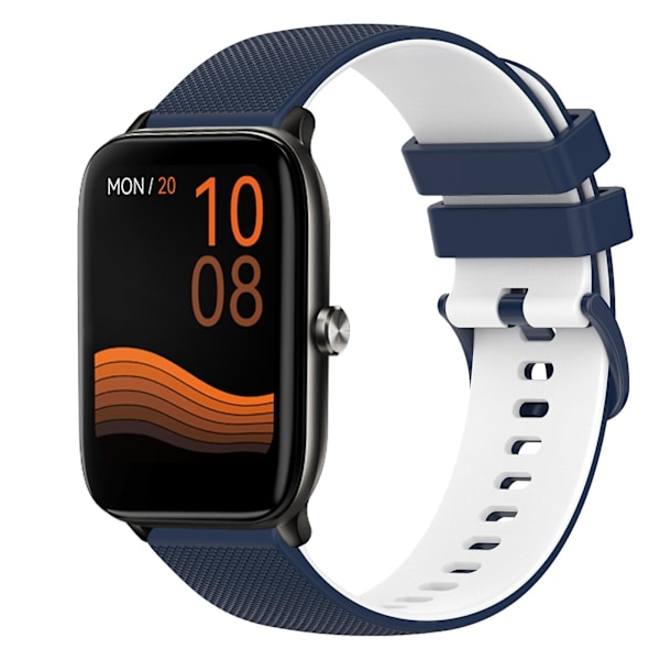 Mørkeblå Hvid Mørkeblå Hvid Tofarvet Silikone Urrem kompatibel med Xiaomi Haylou Gst Ls09b kompatibel med Xiaomi Haylou Gst Ls09b