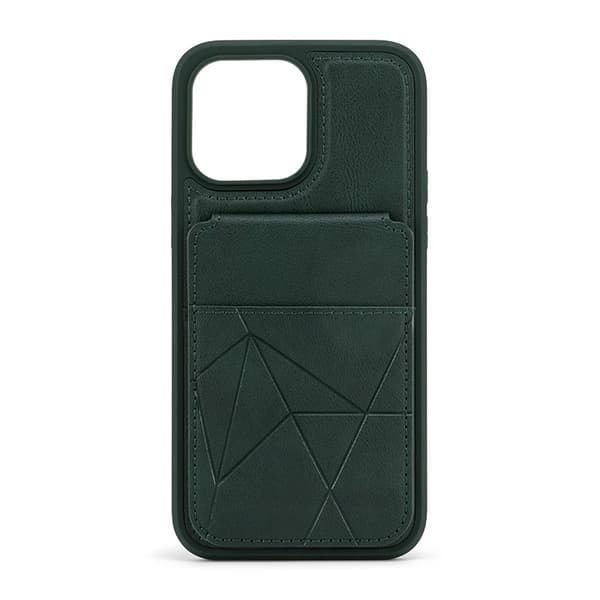 Etui til iPhone 13 Pro Max 【grønn】 Stativ kortholder lett luksus Soft-Touch lær