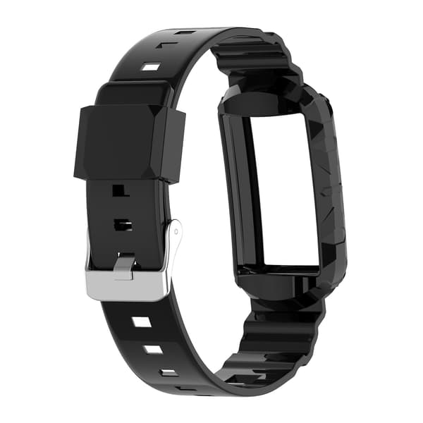 Sort Sort Silikone One Body Armor Urrem kompatibel med Fitbit Charge 4 kompatibel med Fitbit Charge 4