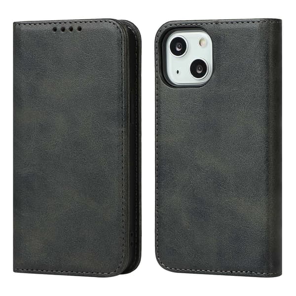 Etui til iPhone 13 Pro Mørkegrå Kalveskinn Flip