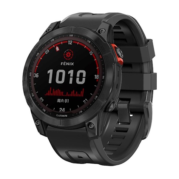 Svart Silikonklokkereim kompatibel med Garmin Fenix 7x / 6x / 5x 26mm