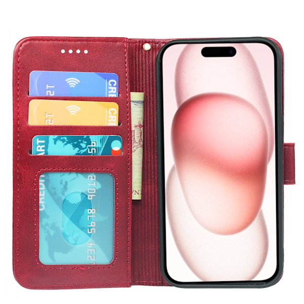 Kotelo iPhone iPhone 16pro Max punainen vasikannahka valokuvakehys